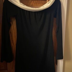Princess Polly Black Dress with White Neckline